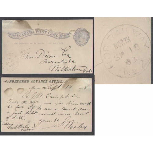 Canada-cover #5224-1c p/c-NOR Railway/No.2 [ RR 110 RF 270 ]-North/Sp18/1888