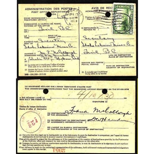 Canada-#9439 -   10c Mount Hurd on AR card - Trail , BC - Ap 10 1930