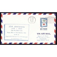 Canada-cover #13441-6c AAMC A6958-anniversary [blue cachet] first airmail flight