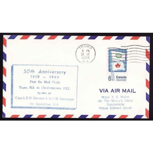 Canada-cover #13441-6c AAMC A6958-anniversary [blue cachet] first airmail flight