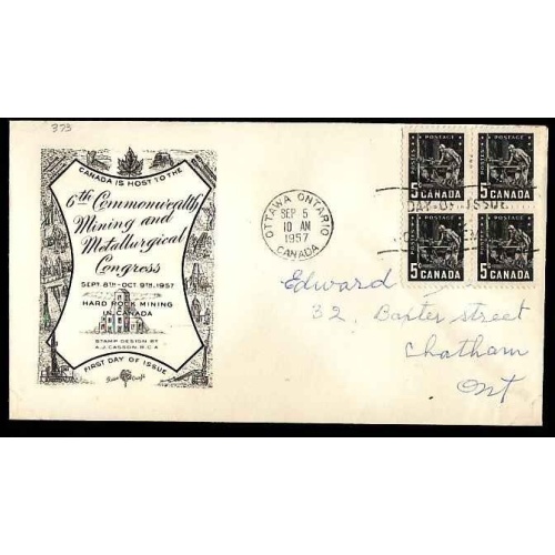 Canada-cover #12053-5c(4) Mining-FDC [ #373 ]Rose Craft-Ottawa Ontario