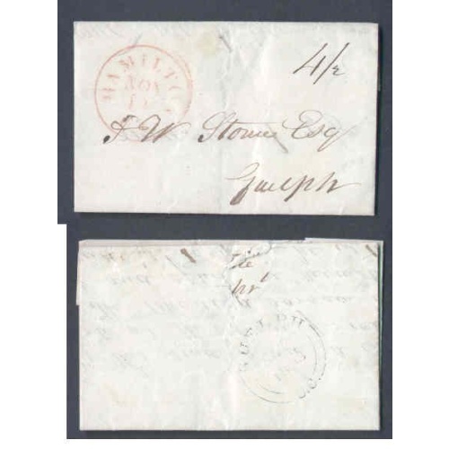Canada-cover #9764-Stampless folded letter-"the purchase of a sawmill gate"-Wentworth
