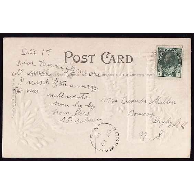 Canada-cover #11869-1c Admiral-p/c- Rossway, NS single broken circle - De 19