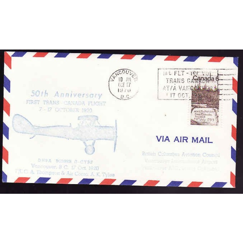 Canada-cover #13437-8c on 7c AAMC 7037n-anniversary first trans-canada flight-