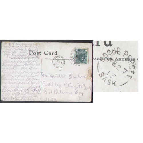 Canada-cover #5668 - 1c Admiral-Roche Percee,Sask-Fe 27 1913-