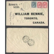 Canada-cover #4374-3c(2) Numeral+1c Leaf reg'd-Ludlow,NB-Ap 7 1899 -