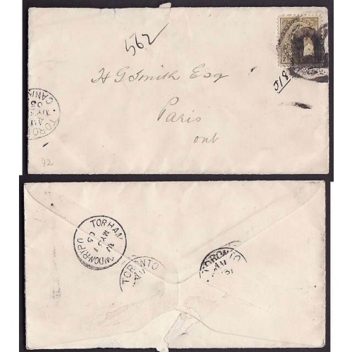 Canada-cover #10099 - 7c Edward reg'd - large "R" cancel-York Cnty -Toronto,Ont-