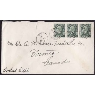 Canada-cover #10274 - 1c(3) KGV medallion - Narrows, NB - Fe 24 1936