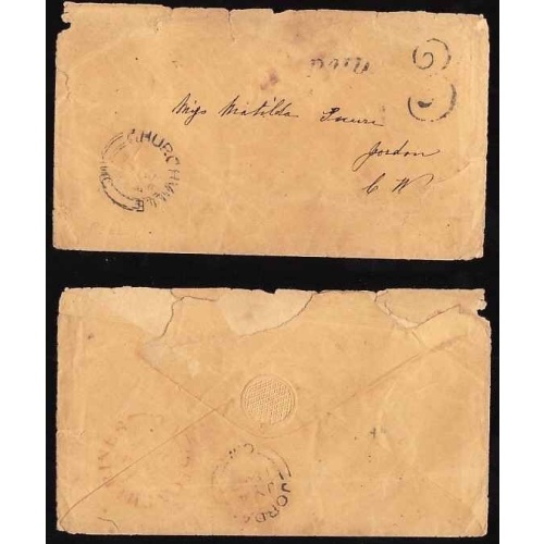Canada-cover #13144-Stampless-Peel Cnty-Churchville,UC- B/S Jordan-Jy 4 1857