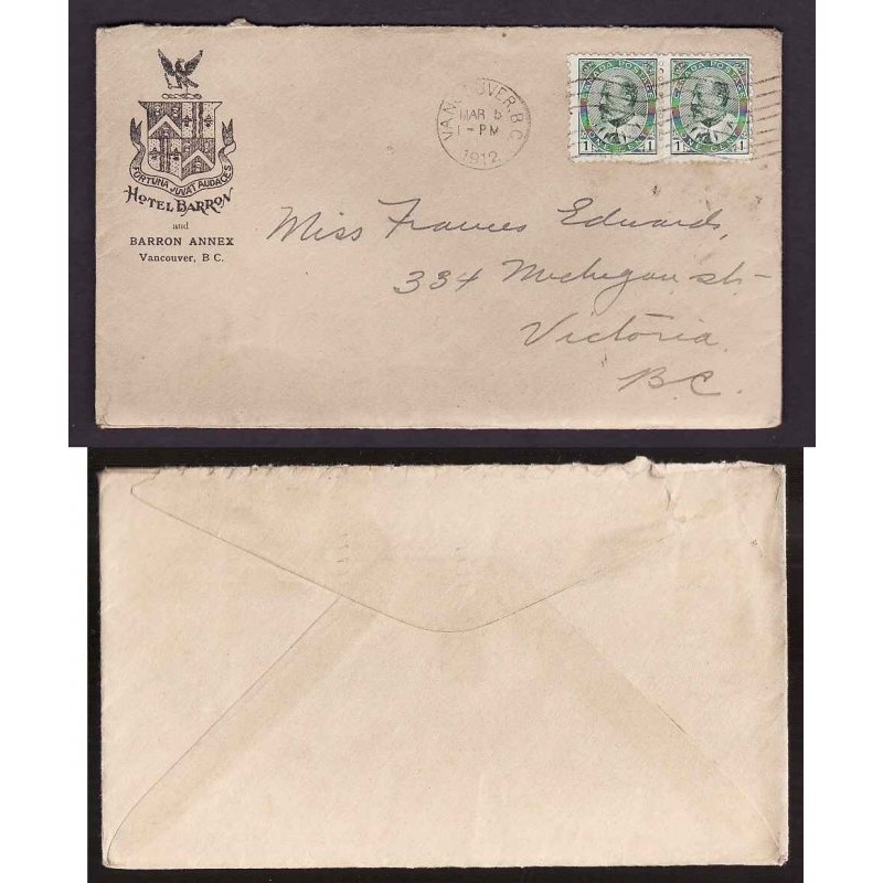 Canada-cover #14116-1c(2)- Barron Hotel advert-Vancouver,BC-Mar 5 1912-