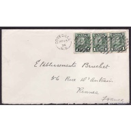 Canada-cover #10359-1c(3) KGV-France- Covedell,NB- Jan 15 1934 -