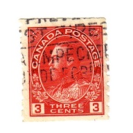 Canada Sc 130 1924 3 c carmine G V Admiral issue coil stamp used