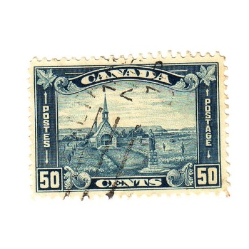 Canada Sc 176 1930 50c dull blue Grand Pre Church stamp used