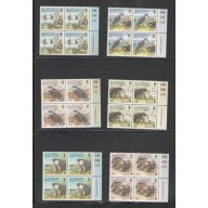 Alderney Sc  142-147 2000 Peregrine Falcon stamp set blocks of 4 mint NH