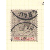 Bahamas Sc  54 1912 1 shilling black & carmine George V stamp used