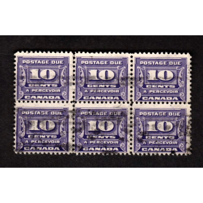 CANADA USED BLOCK OF 10 CENT POSTAGE DUE STAMPS # J14