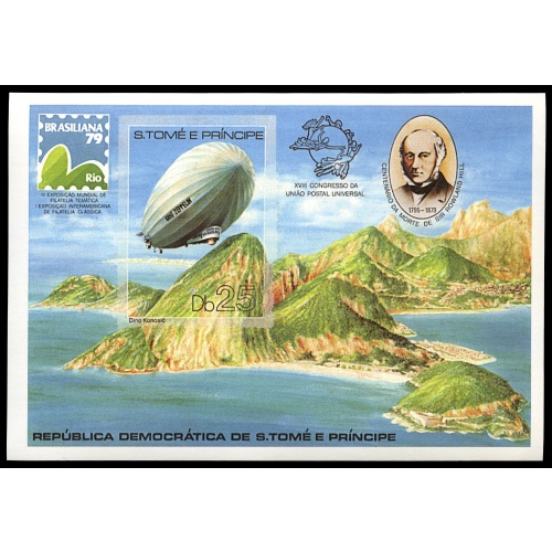 SAINT THOMAS & PRINCE ISLANDS: 519var: 25d Graf Zeppelin IMPERFORATE souvenir sheet (118579)