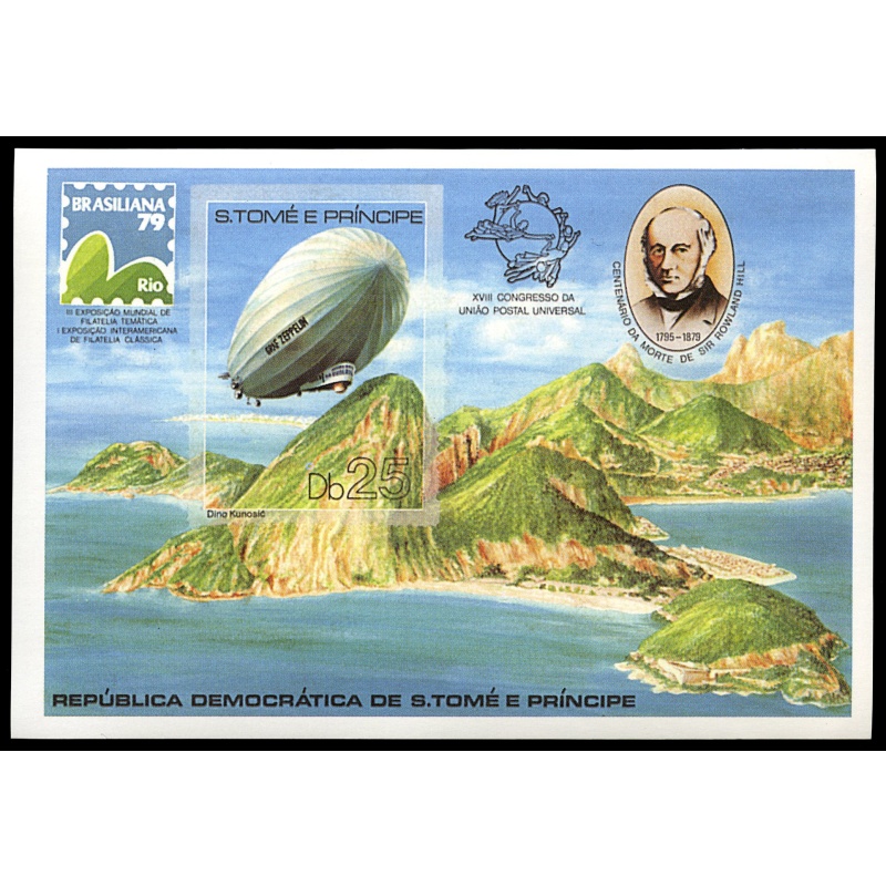 SAINT THOMAS & PRINCE ISLANDS: 519var: 25d Graf Zeppelin IMPERFORATE souvenir sheet (118579)