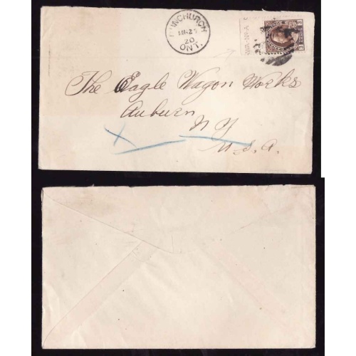 Canada-cover #4641- 3c-partial plate-Parry Sound dist.-Dunchurch,Ont-M5 26 1920-