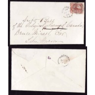 Canada-cover #14378-5c-addressee Robert Bell-Montreal,CE-Au 17 1866-Back