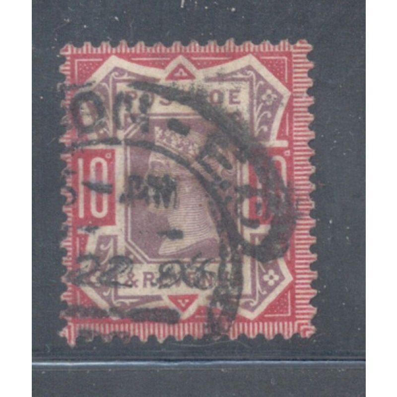 Great Britain Sc 121 1890 10d carmine rose & lake Victoria stamp used
