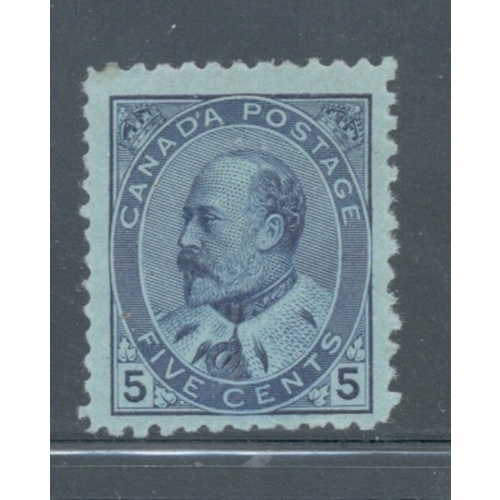 Canada Sc 91 1903 5 c blue Edward VII stamp mint