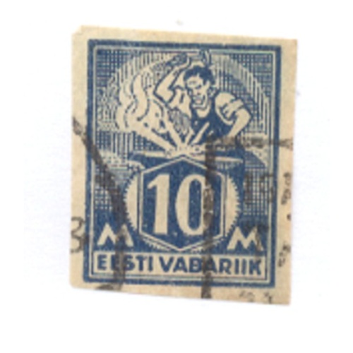 estonia Sc 64 1922 10m blacksmith stamp imperforate used