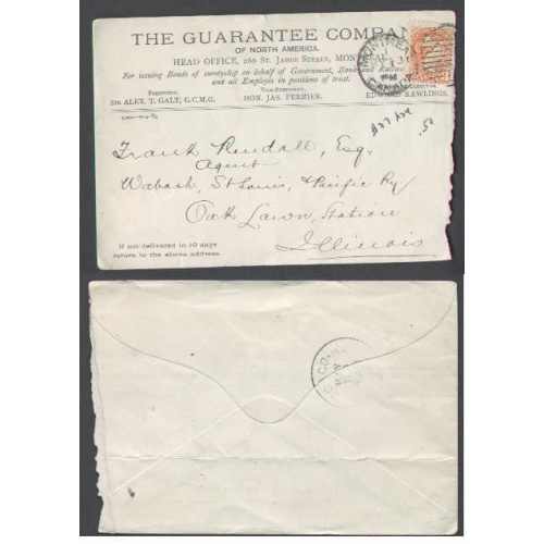 Canada-cover #4691-3c-Montreal,Canada-My 10 1891-CC advertising-The Guarantee C