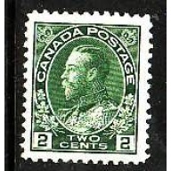 Canada-Sc#107e- id7-unused og light hinged 2c green KGV-1923-