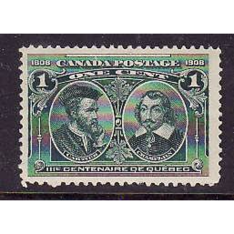 Canada-Sc#97- id7-unused og hinged 1c Cartier,Champlain-1908-