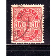 Denmark Sc 39 1885 10 ore carmine Arms  stamp used