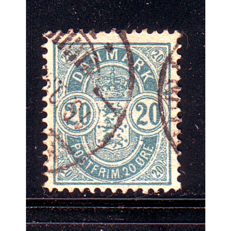 Denmark Sc 48 1895 20 ore blue Arms stamp used