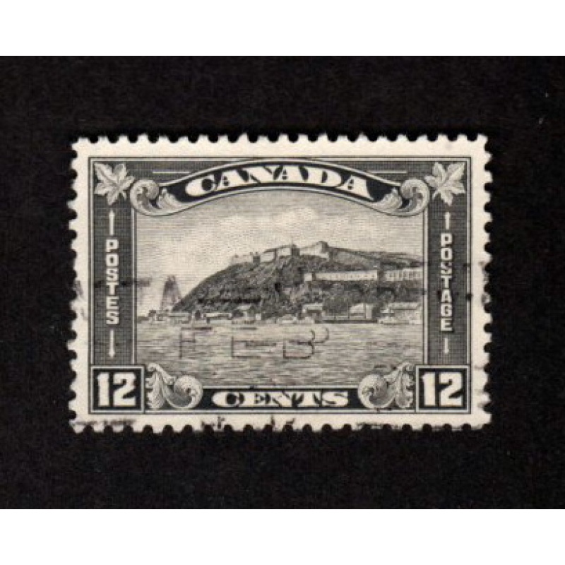 CANADA USED 12 CENT GREY BLACK QUEBEC CITADEL # 174 VF