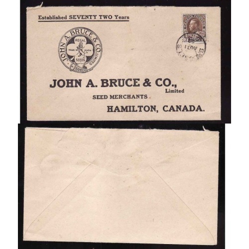 Canada cover #11427-3c Admiral-Illustrated-Huron Cnty-Brussels, John A Bruce &