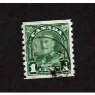 CANADA USED 1 CENT DEEP GREEN KGV COIL SINGLE # 179 VF