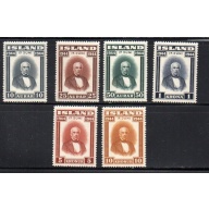 Iceland Sc 240-245 1944 Jon Sigurdsson Republic stamp set mint NH