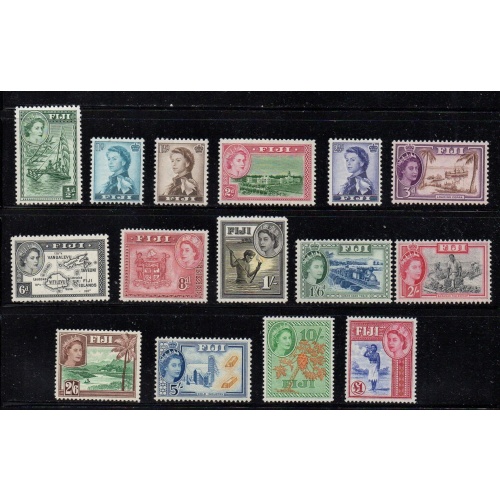 FijiSc 147-62 1954-56 1st QE II long stamp set mint