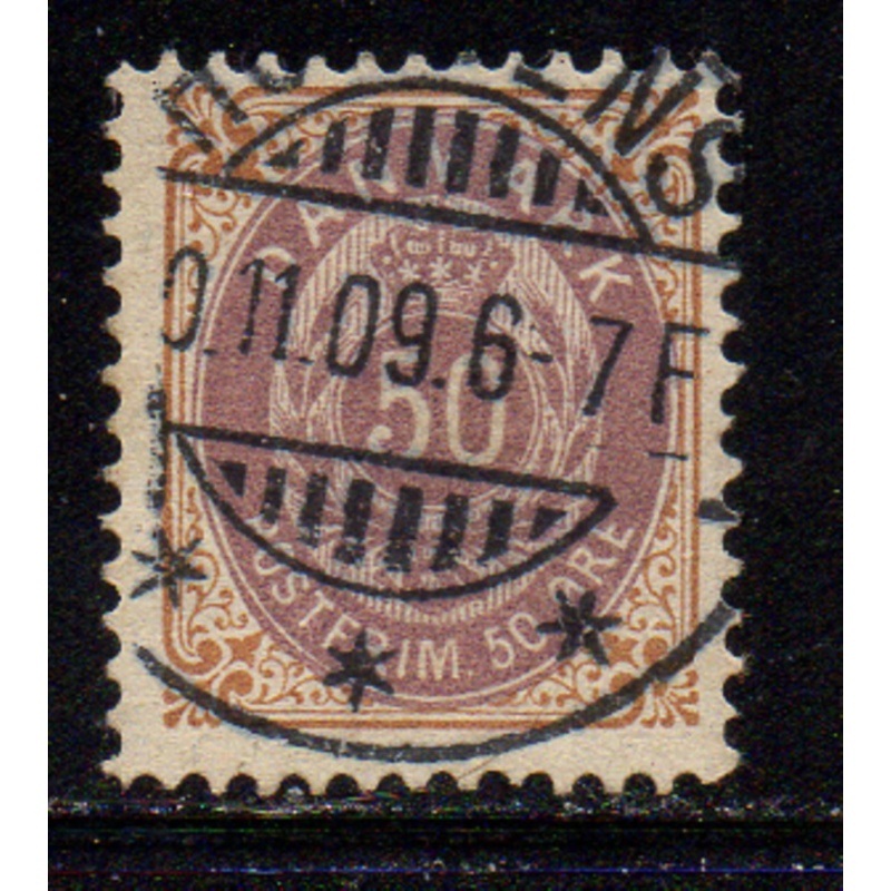Denmark Sc 33 1875 50 ore numeral of value stamp used