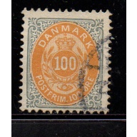 Denmark Sc 34 1877 100 ore numeral of value stamp used