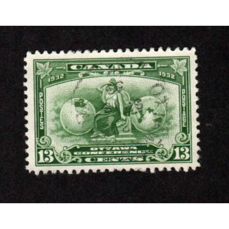 CANADA USED 13 CENT DEEP GREEN BRITANNIA # 194 VF
