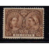Canada Sc 55 1897 6c Victoria Jubilee stamp used light cancel