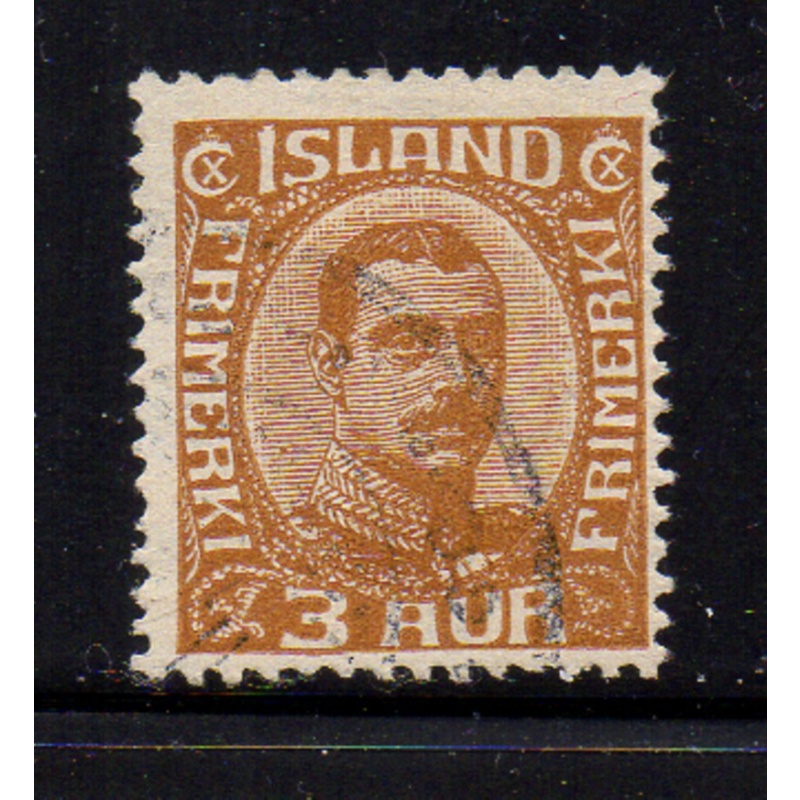 Iceland Sc 109 1920 3 aur bistre brown Christian X stamp used