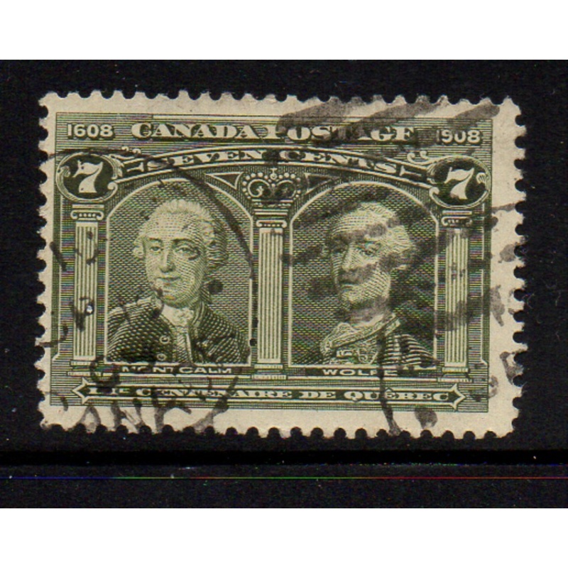 Canada Sc 100 1908 7 c Wolfe & Montcalm stamp used