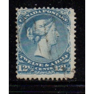 Canada Sc 28 1868 12 1/2c blue large Queen Victoria stamp used