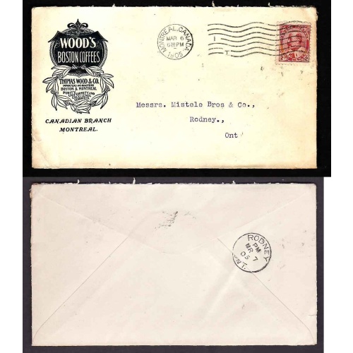 Canada-cover #14101-2c advert-Woods Boston Coffees-Montreal-Mar 6 1905-