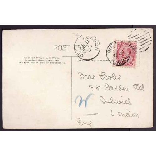 Canada-#9702 - 2c KEVII on p/c to England - Quebec , Canada duplex - My 22 1905