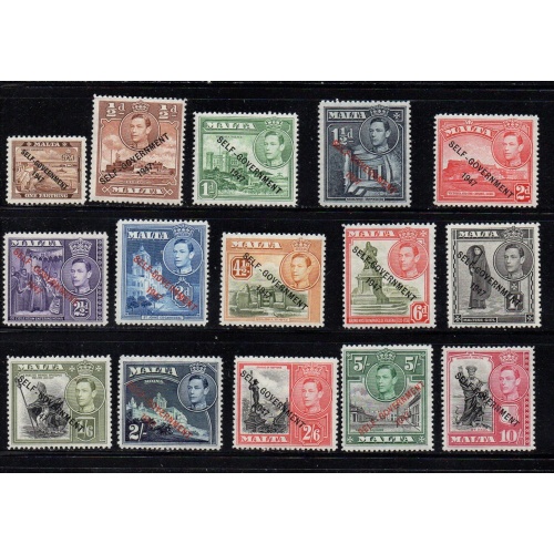 Malta Sc 208-22 1948 G VI Self Government long stamp set mint