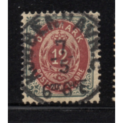 Denmark Sc 46 1885 12 ore numeral of value stamp used