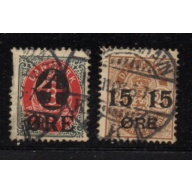 Denmark Sc 55-6 1904-1912 surcharged stamp set used