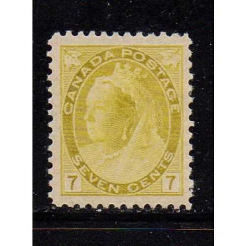 Canada Sc 81 1902 7 c yellow Victoria numeral stamp mint